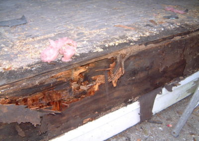 Close up rotted sill