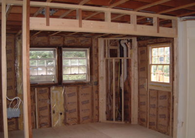 Insulation in and opening framed