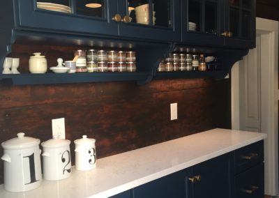 Antique wall boards and new cabinets